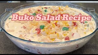 Buko Salad Recipe  Yummy Dessert for Holiday Season  Fruit Cocktail  Hungry Couple [upl. by Mikeb]