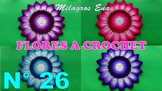 Como tejer la Flor N° 26 a crochet para aplicar en tapetes centros de mesa y cuadrados para colchas [upl. by Lubeck969]