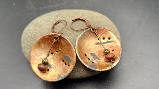 Concave metallic polymer clay earrings [upl. by Aihsatan]