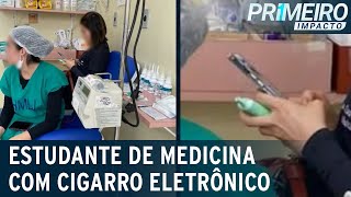 Estudante de medicina é flagrada com cigarro eletrônico em hospital  Primeiro Impacto 140623 [upl. by Leora]