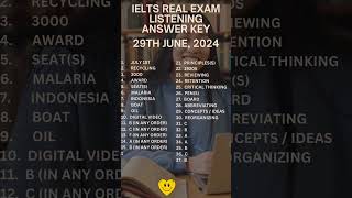 IELTS REAL EXAM LISTENING ANSWER KEY II 29TH JUNE 2024 [upl. by Aivilys]