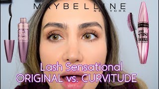 MAYBELLINE LASH SENSATIONAL  CURVITUDE vs ORIGINAL  COMPARISON amp DEMO [upl. by Ardnosal]