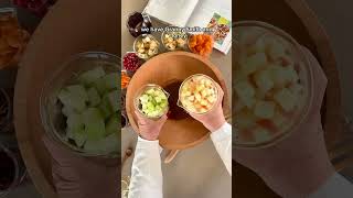 Fall Fruit Salad with pumpkin spice dressing apples pears persimmons pomegranates Candied pecans [upl. by Analeh863]