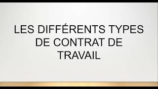 BTS TOURISME  EPT  DROIT  3 5 1 5 LES DIFFÉRENTS TYPES DE CONTRATS DE TRAVAIL [upl. by Adlesirc]