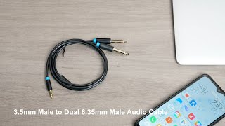 Vention 35mm TRS Male to Dual 635mm Male Audio Cable Black BAC [upl. by Naivart]