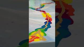 Dutch Pour Rainbow Over a flip Cup Blue Sky dutchpour acrylicpouring [upl. by Heall]