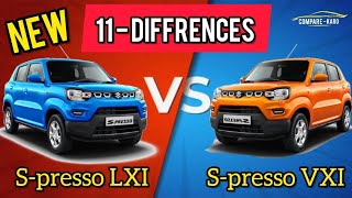 S presso Lxi vs Vxi 2022 🔥 Detailed Comparison Of S presso In Hindi [upl. by Yeldud792]