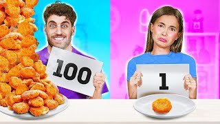 NEW 123 GO 100 LAYERS OF FOOD CHALLENGE  Lucky vs Unlucky Eating for 24 hours [upl. by Ifar]