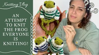 I attempt to KNIT an AMIGURUMI for the First time EVER Frog pattern by Dotpebbles  HOOKED ON YARN [upl. by Mond]