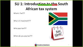 TAX2601 Study Unit 1 Income Tax Introduction to the South African Tax system theory [upl. by Anicul608]