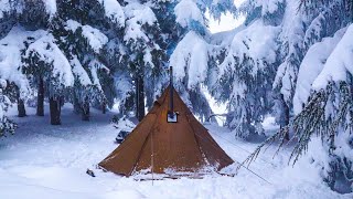 Solo Winter Camping In Snow Video Compilation [upl. by Attekram]