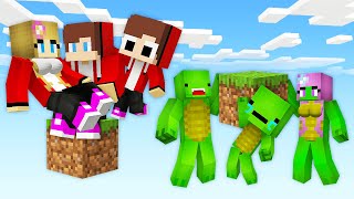 JJ FAMILY vs Mikey FAMILY on ONE BLOCK Survival Battle in Minecraft Challenge  Maizen [upl. by Jacinta]