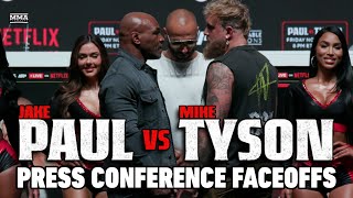 Jake Paul vs Mike Tyson Press Conference Faceoffs  MMA Fighting [upl. by Zobias849]