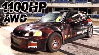 AWD Civic UPSETS Domestics 1100HP quotV8 Killerquot Honda H22 Fastest HSeries AWD [upl. by Drofxer]