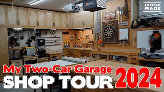 My TwoCar Garage Workshop  Shop Tour 2024  Woodworking tools  Shop Organization [upl. by Eiznekam403]