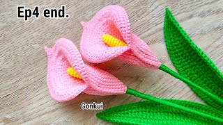 💐Ep4end Assembly flower  Crochet Calla Lily Pink flower  Crochet Flower Bouquet crochetflower [upl. by Alleahcim]