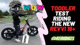 ebike for kids  the new Revvi 16 electric bike test ride for our 3 year old [upl. by Raffaj]