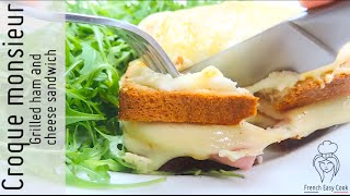 Recipe croque monsieur grilled ham and cheese sandwich [upl. by Adran688]