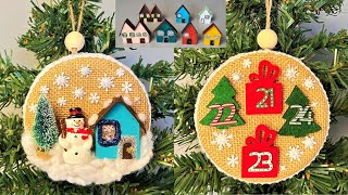 Easy DIY Christmas Ornaments Decoratiuni Brad de Craciun din capace de borcane Casa din carton [upl. by Darian490]