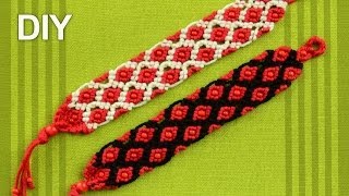 How to Macrame Bracelet  Rhombus with Beads  Tutorial [upl. by Steward]