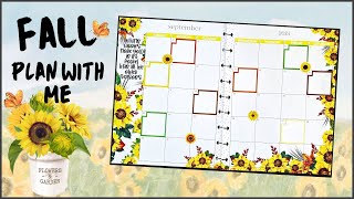 FALL Sunflower Spread  Plan With Me  The Happy Planner  Monthly Layout [upl. by Namas]