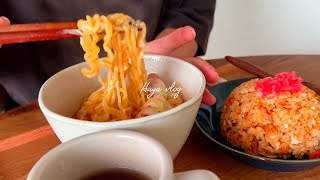 67『すき焼き』を食べて体力をつける晩ごはん  簡単な作り置き5品  キムチ炒飯と辛ラーメンでお昼ご飯。 [upl. by Yttig]