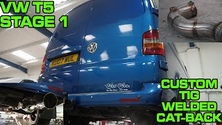 VW T5 CUSTOM TIG WELDED CATBACK SOUNDS AWESOME [upl. by Eimmot]