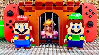 Lego Mario and Luigi enter the Nintendo Switch together to save Peach Will they succeed legomario [upl. by Burgener]