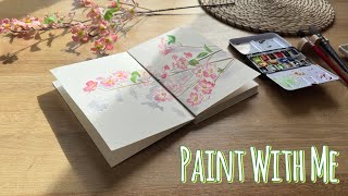 Paint Cherry Blossom 🌸 With Me  Relaxing Watercolour Painting [upl. by Cath]