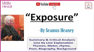 Exposure by Seamus HeaneySummary critical analysis line by line explanation In Urdu amp Hindi [upl. by Yma]