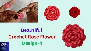 Beautiful Crochet Rose Flower Design4  Easy Crochet Rose Flower Tutorial [upl. by Samanthia]