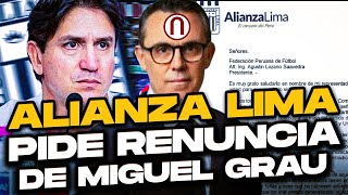 Alianza Lima Pide LA SALIDA de Miguel Grau en la Comisión Disciplinaria por Favorecer a La U [upl. by Aeila933]