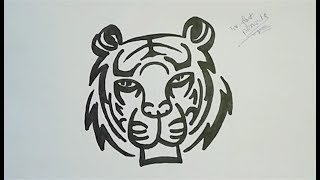 How To Draw a Tiger Logo تعلم رسم شعار النمر للمبتدئين [upl. by Gerrald]