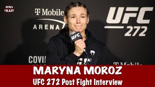 An Emotional Maryna Moroz talks submission win over Mariya Agapova at UFC 272 [upl. by Dessma]