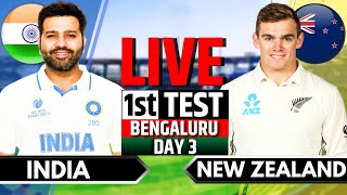 India vs New Zealand 1st Test Day 3  IND vs NZ Live Match  Live Cricket Match Today IND Batting [upl. by Grose683]