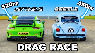 Porsche 911 GT3 RS v 450hp VW Beetle DRAG RACE [upl. by Nnagem471]