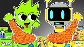 Incredibox Sprunki  FUN BOT VS OWAKCX Convenience Store YELLOW GREEN Food Mukbang Animation  ASMR [upl. by Hulda167]