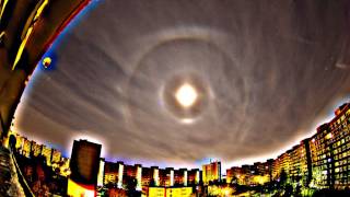 Pyramidal halos around the moon March 25th26th 2013 Dresden Germany unsharp masked [upl. by Iew991]