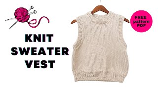 FREE Cropped Vest KNITTING PATTERN  TUTORIAL [upl. by Lavoie]