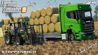 Baling straw amp stacking bales in hayloft  Animals on Stappenbach  Farming Simulator 19  Episode 4 [upl. by Halverson]