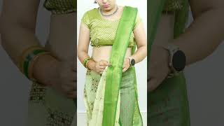 Cotton silk saree draping  new tricks for saree draping  easy way saree draping [upl. by Dworman]