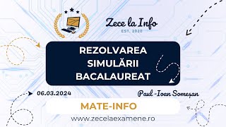 Rezolvare Simulare Examen Național Bacalaureat 2024  Informatica MI  Matematica Informatica [upl. by Terriss]