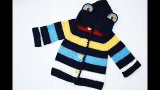 Abrigo para niño a crochet o ganchillo muy facil y rapido crochet ganchillo muyfacil [upl. by Tacita225]