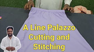 A Line Palazzo Cutting and Stitching  Amina Boutique Offline Class [upl. by Essilevi]