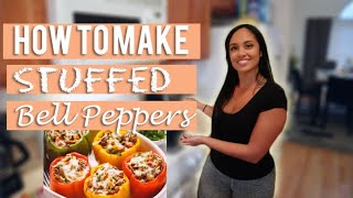 HOW TO MAKE STUFFED BELL PEPPERS  COOKING WITH THE DOBSONS EP 2 [upl. by Latvina]