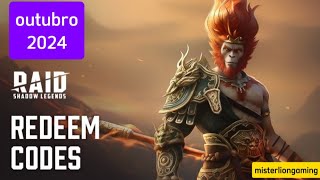 CÓDIGOS RAID SHADOW LEGENDS  RAID SHADOW LEGENDS CODES  OUTUBRO 2024  COMO RESGATAR CÓDIGOS 🎁 [upl. by Flaherty]