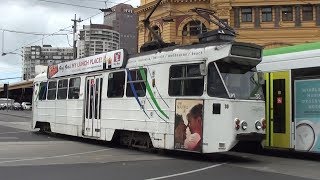 Trams at Flinders Street Station  Melbourne Transport [upl. by Nnyleuqaj]