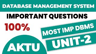 Database Management system unit 2 aktu important questions  Dbms important aktu [upl. by Notsehc]