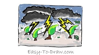 How to draw a Thunderstorm step by step  Free amp Easy Tutorial [upl. by Jolanta887]