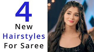 4 New amp Simple Hairstyles For Saree  Open Hairstyle  Easy Hairstyle [upl. by Noivax45]